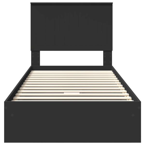 Aufbewahrungsbett Schwarz 90 x 190 cm Holzwerkstoff