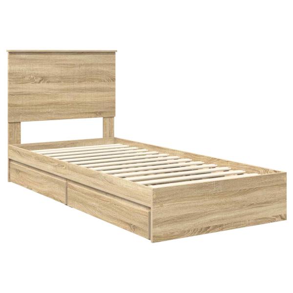ARDEBO.de - Aufbewahrungsbett Sonoma-Eiche 90 x 190 cm Holzwerkstoff
