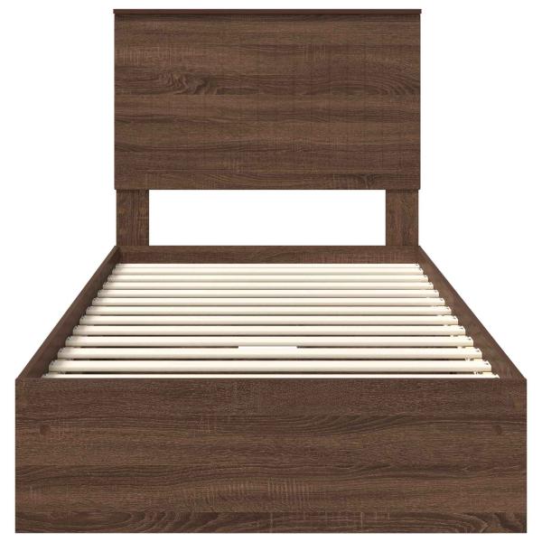 Aufbewahrungsbett Braun Eichen-Optik 90 x 190 cm Holzwerkstoff