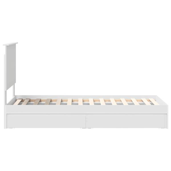 Aufbewahrungsbett mit Kopfteil Weiß 75 x 190 cm Holzwerkstoff
