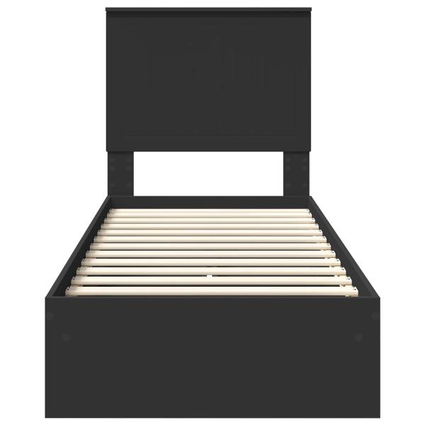 Aufbewahrungsbett Schwarz 75 x 190 cm Holzwerkstoff