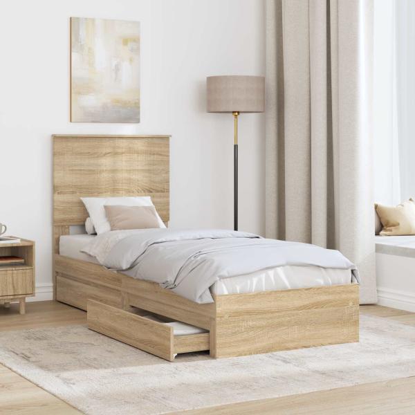 Aufbewahrungsbett Sonoma-Eiche 75 x 190 cm Holzwerkstoff