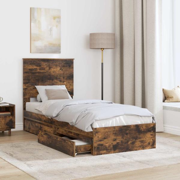 Aufbewahrungsbett Geräucherte Eiche 75 x 190 cm Holzwerkstoff