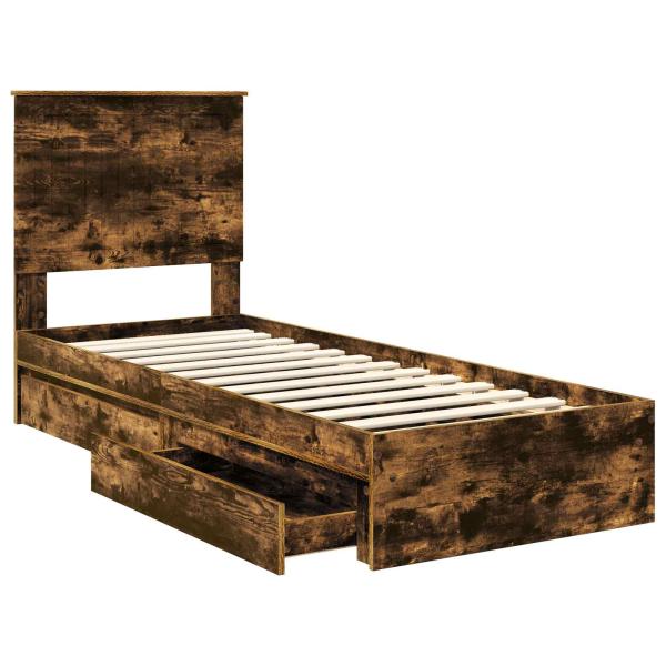 Aufbewahrungsbett Geräucherte Eiche 75 x 190 cm Holzwerkstoff