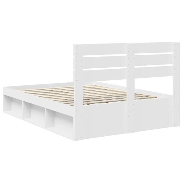 Bettrahmen mit Kopfteil Weiß 160 x 200 cm Massives Kiefernholz