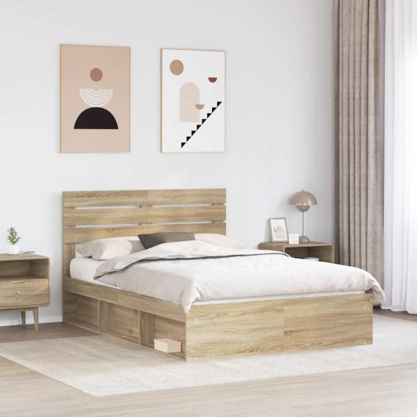 ARDEBO.de - Bettrahmen Sonoma 140 x 190 cm Massives Kiefernholz