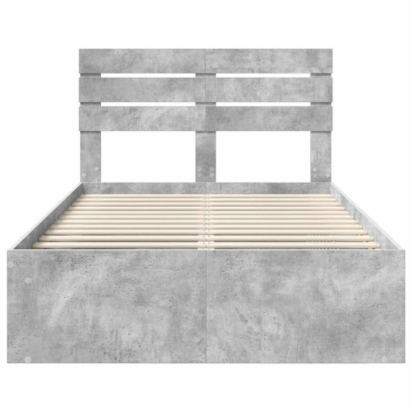 Bettrahmen Beton Grau 135 x 190 cm Massives Kiefernholz