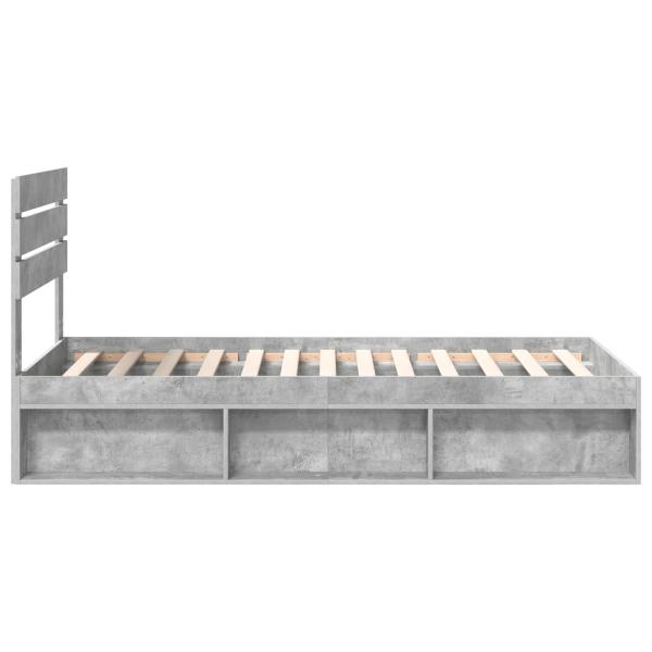 Bettrahmen Beton Grau 100 x 200 cm Massives Kiefernholz