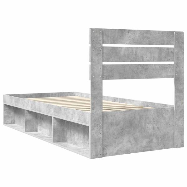 Bettrahmen Beton Grau 100 x 200 cm Massives Kiefernholz