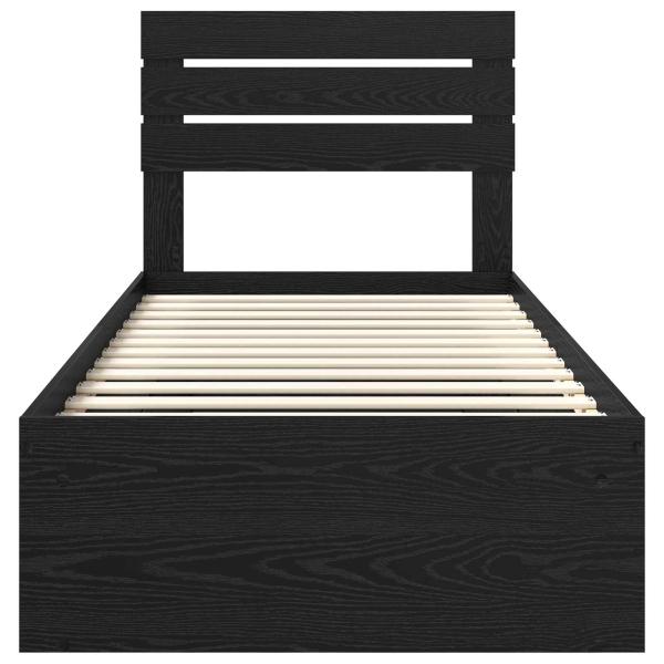 Bettrahmen Schwarz 90 x 200 cm Massives Kiefernholz