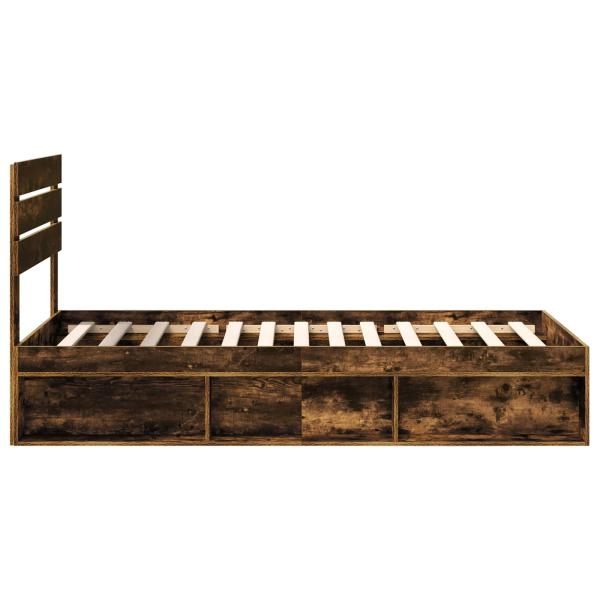 Bettrahmen Geräucherte Eiche 90 x 190 cm Massives Kiefernholz