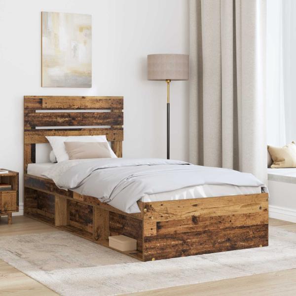Bettrahmen Altholz 90 x 190 cm Massives Kiefernholz