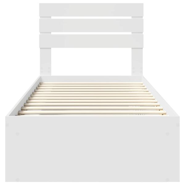 Bettrahmen mit Kopfteil Weiß 75 x 190 cm Massives Kiefernholz