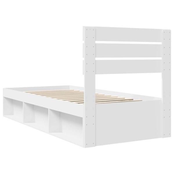 Bettrahmen mit Kopfteil Weiß 75 x 190 cm Massives Kiefernholz