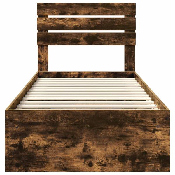 Bettrahmen Geräucherte Eiche 75 x 190 cm Massives Kiefernholz