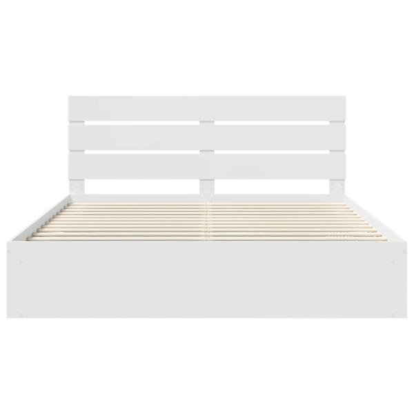 Bettrahmen mit Kopfteil Weiß 180 x 200 cm Massives Kiefernholz