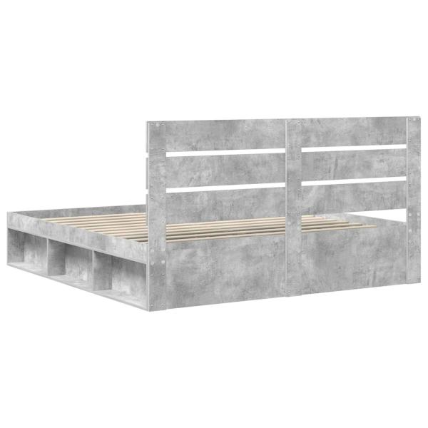 Bettrahmen mit Kopfteil Beton 180 x 200 cm Massives Kiefernholz