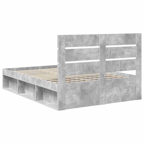 Bettrahmen Beton Grau 150 x 200 cm Massives Kiefernholz