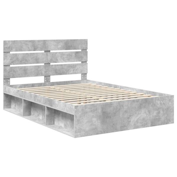 Bettrahmen mit Kopfteil Beton 140 x 200 cm Massives Kiefernholz