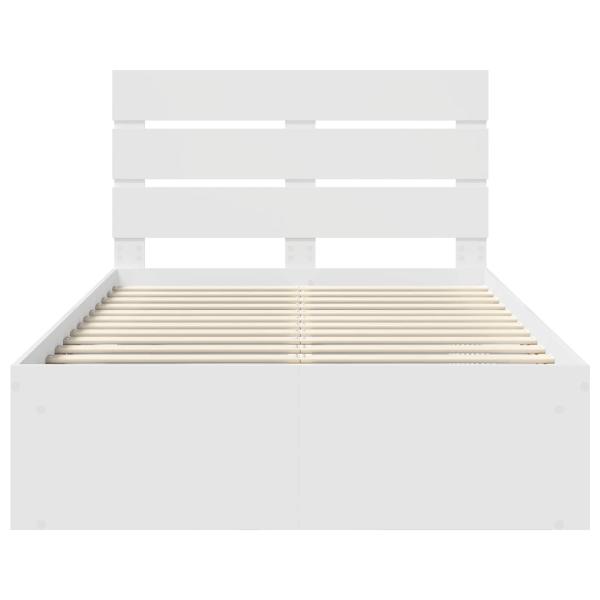 Bettrahmen mit Kopfteil Weiß 120 x 190 cm Massives Kiefernholz