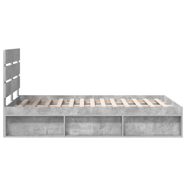 Bettrahmen mit Kopfteil Beton 120 x 190 cm Massives Kiefernholz