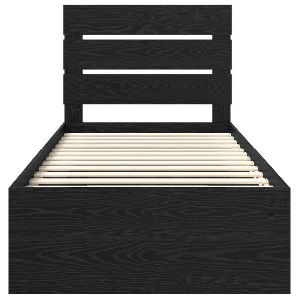 Bettrahmen Schwarz 100 x 200 cm Massives Kiefernholz