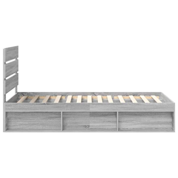ARDEBO.de - Bettrahmen Graues Sonoma 100 x 200 cm Massives Kiefernholz