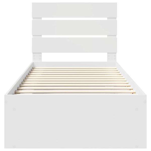 Bettrahmen mit Kopfteil Weiß 75 x 190 cm Massives Kiefernholz