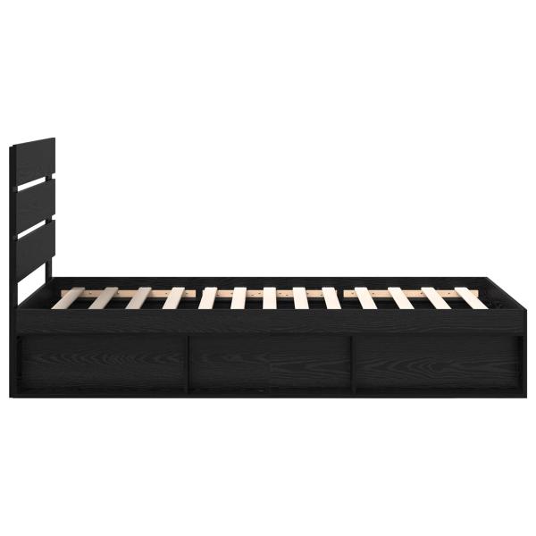 Bettrahmen Schwarz 75 x 190 cm Massives Kiefernholz