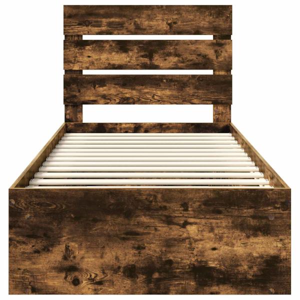 Bettrahmen Geräucherte Eiche 75 x 190 cm Massives Kiefernholz