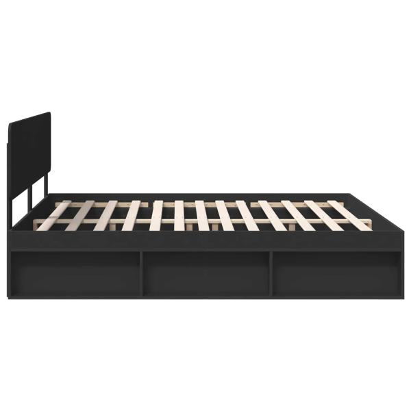 Bettrahmen Schwarz 180 x 200 cm Massives Kiefernholz