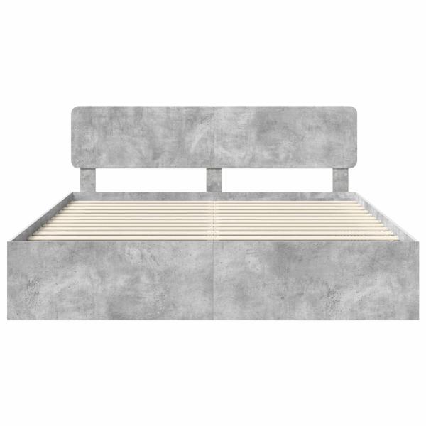 Bettrahmen mit Kopfteil Beton 180 x 200 cm Massives Kiefernholz