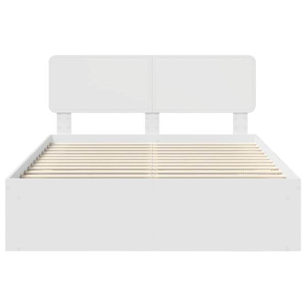 Bettrahmen mit Kopfteil Weiß 150 x 200 cm Massives Kiefernholz