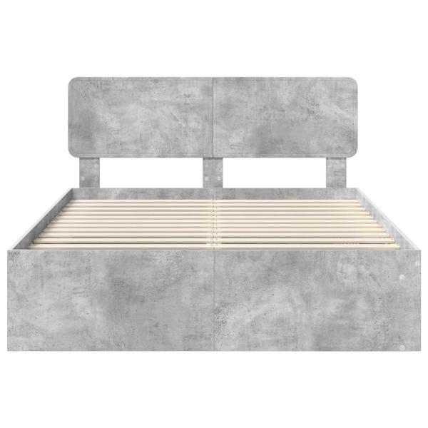 Bettrahmen mit Kopfteil Beton 140 x 190 cm Massives Kiefernholz