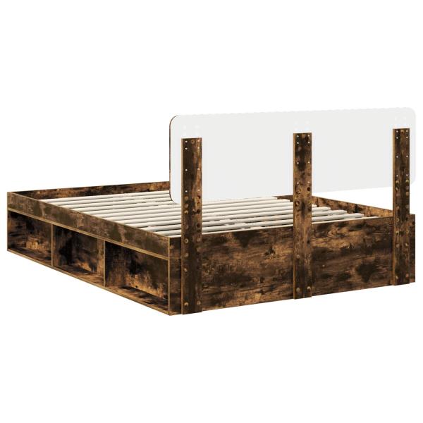 Bettrahmen Geräucherte Eiche 140 x 190 cm Massives Kiefernholz