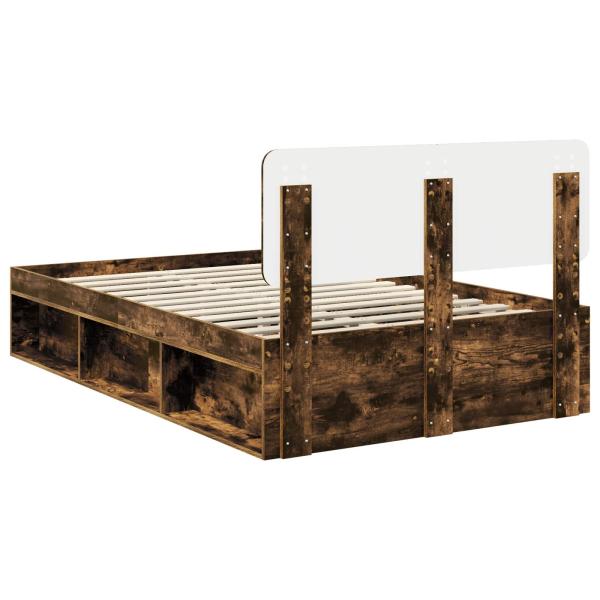 Bettrahmen Geräucherte Eiche 120 x 200 cm Massives Kiefernholz