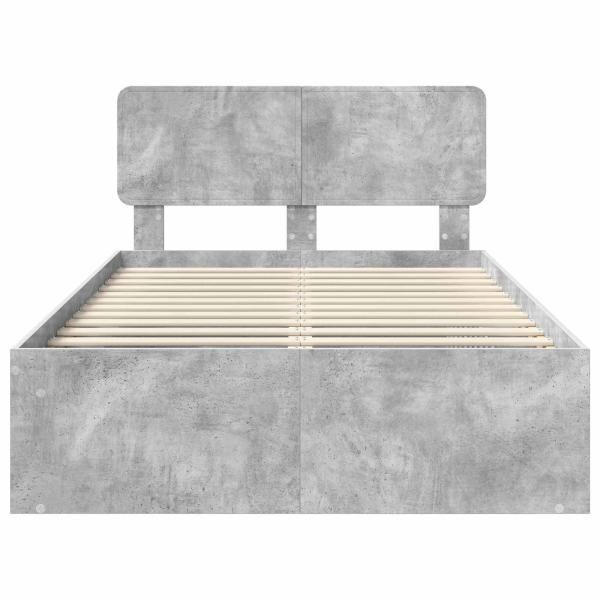 Bettrahmen mit Kopfteil Beton 120 x 190 cm Massives Kiefernholz