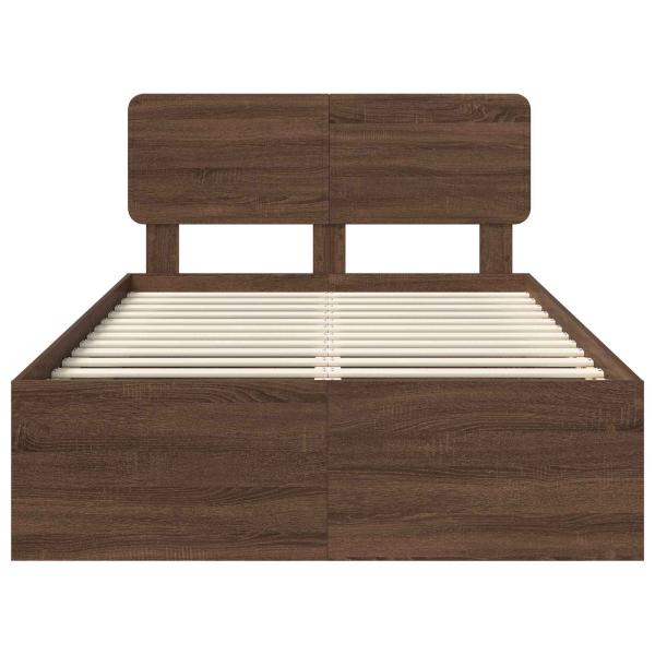 Bettrahmen Braun Eichen-Optik 120 x 190 cm Massives Kiefernholz