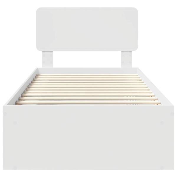 Bettrahmen mit Kopfteil Weiß 90 x 200 cm Massives Kiefernholz