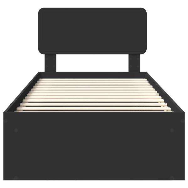 Bettrahmen Schwarz 90 x 200 cm Massives Kiefernholz