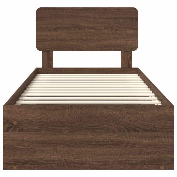 ARDEBO.de - Bettrahmen Braun Eichen-Optik 90 x 200 cm Massives Kiefernholz