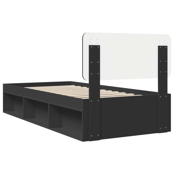 Bettrahmen Schwarz 90 x 190 cm Massives Kiefernholz