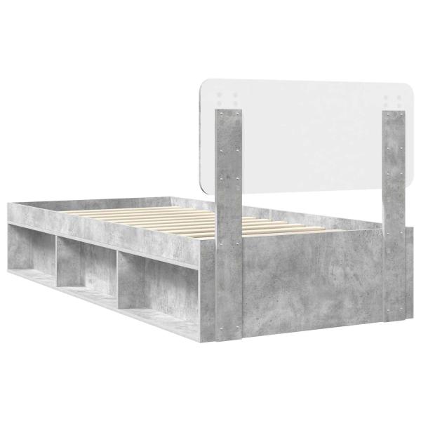 Bettrahmen Beton Grau 75 x 190 cm Massives Kiefernholz