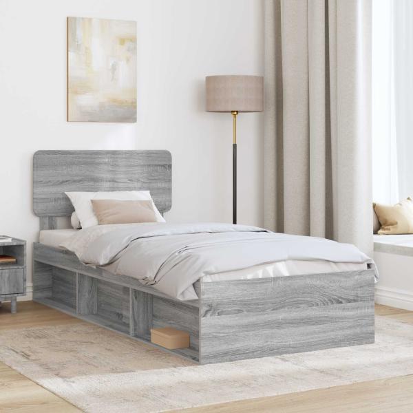 Bettrahmen Graues Sonoma 75 x 190 cm Massives Kiefernholz