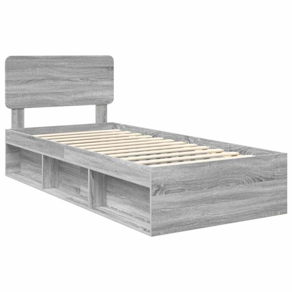 Bettrahmen Graues Sonoma 75 x 190 cm Massives Kiefernholz