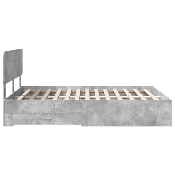 Bettrahmen mit Kopfteil Beton Grau 140 x 190 cm Holzwerkstoff
