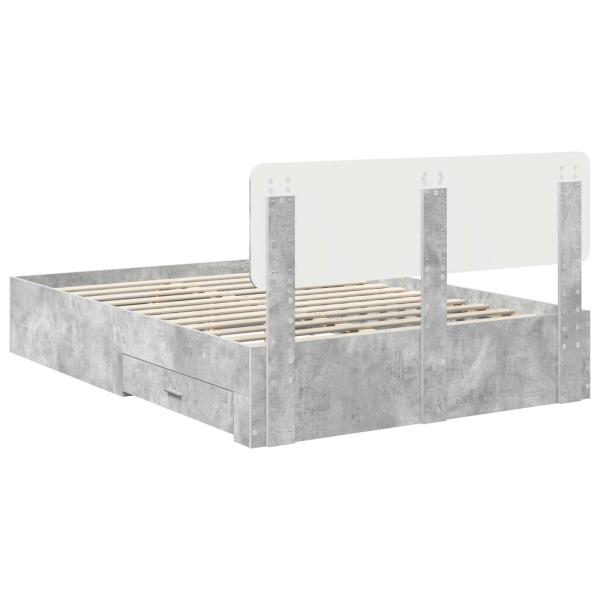 Bettrahmen mit Kopfteil Beton Grau 140 x 190 cm Holzwerkstoff