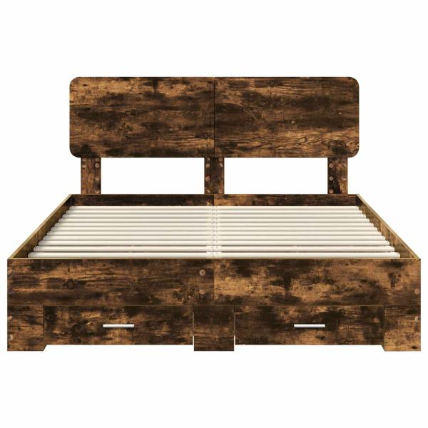 Bettrahmen Geräucherte Eiche 140 x 190 cm Holzwerkstoff