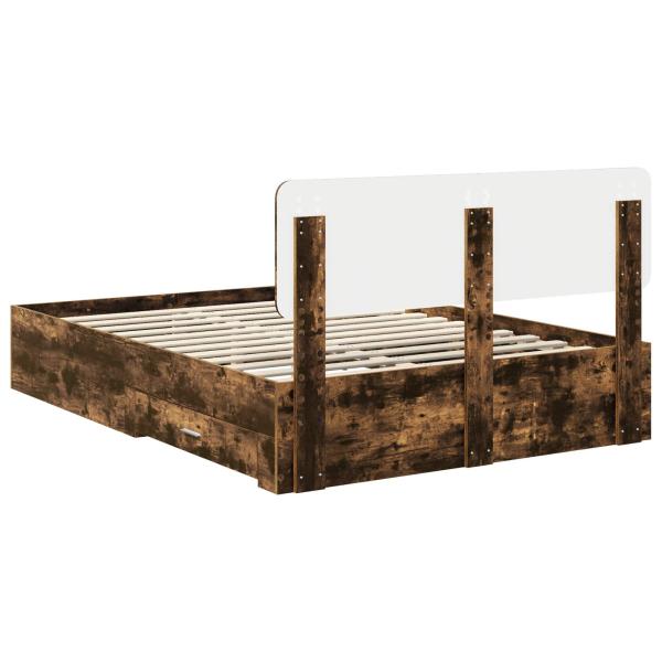 Bettrahmen Geräucherte Eiche 140 x 190 cm Holzwerkstoff
