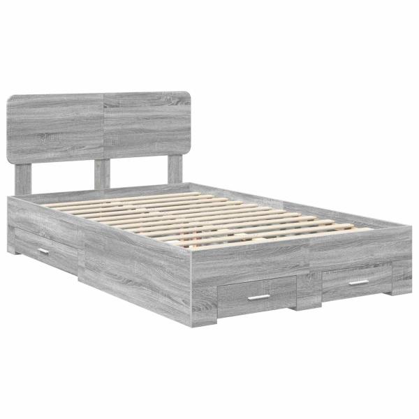 Bettrahmen Graues Sonoma 135 x 190 cm Holzwerkstoff